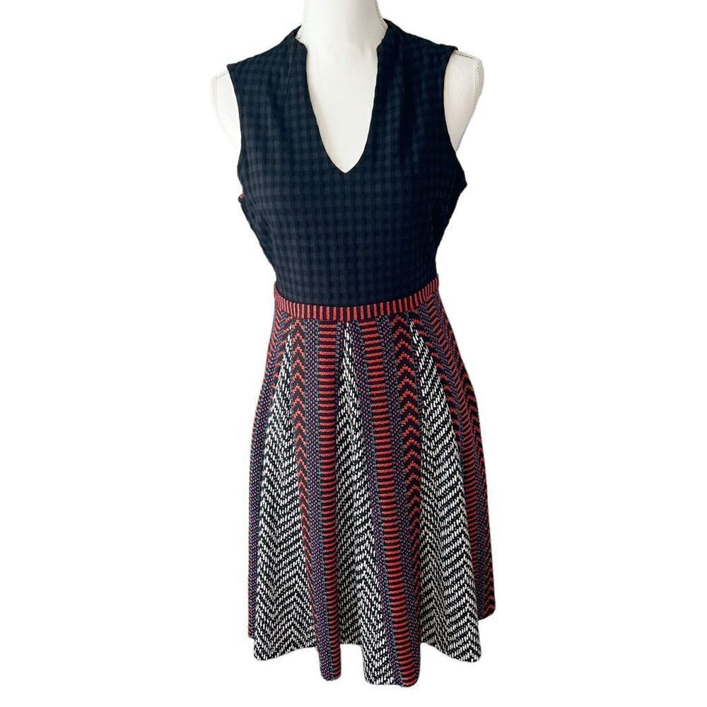Maeve Anthropologie Sleeveless Black and Red Fit and Flare Dress Size 6